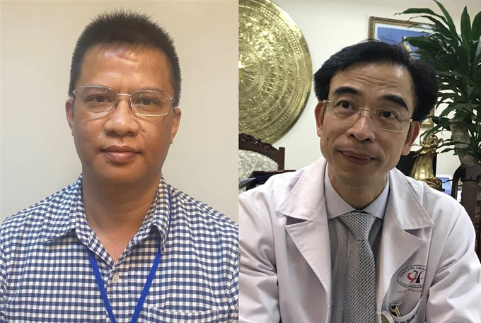 Các bị can Nguyễn Quang Tuấn (phải) và Nguyễn Đức Đảng