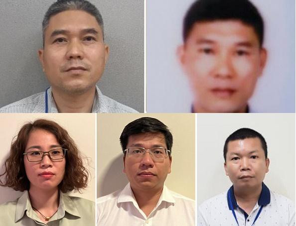 Các bị can (từ trên xuống dưới, trái sang phải): Nguyễn Hồng Hải, Lê Viết Cường, Nguyễn Thị Thanh Tâm, Phạm Viết Anh Vũ, Nguyễn Thành Trung Các bị can (từ trên xuống dưới, trái sang phải): Nguyễn Hồng Hải, Lê Viết Cường, Nguyễn Thị Thanh Tâm, Phạm Viết Anh Vũ, Nguyễn Thành Trung