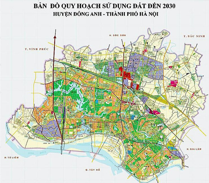 Bản đồ quy hoạch diện tích đất của huyện Đông Anh Bản đồ quy hoạch diện tích đất của huyện Đông Anh
