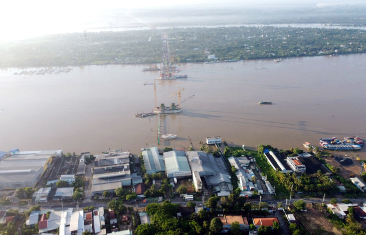 Công trường thi công cầu Rạch Miễu 2