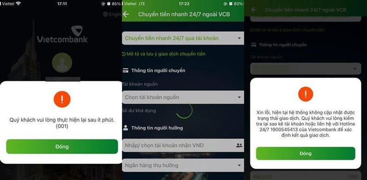 Sau khi khắc phục được lỗi đăng nhập, VCB Digibank vẫn chưa thể chuyển khoản liên ngân hàng