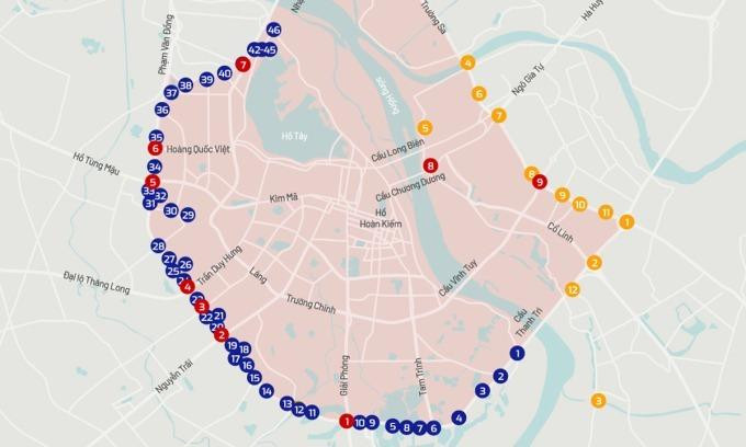 Vị trí dự kiến 87 trạm thu phí ôtô vào nội đô Hà Nội