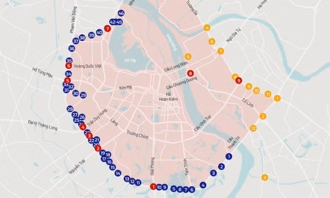 Vị trí dự kiến 87 trạm thu phí ôtô vào nội đô Hà Nội