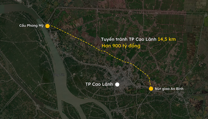 Hướng tuyến đường tránh TP. Cao Lãnh