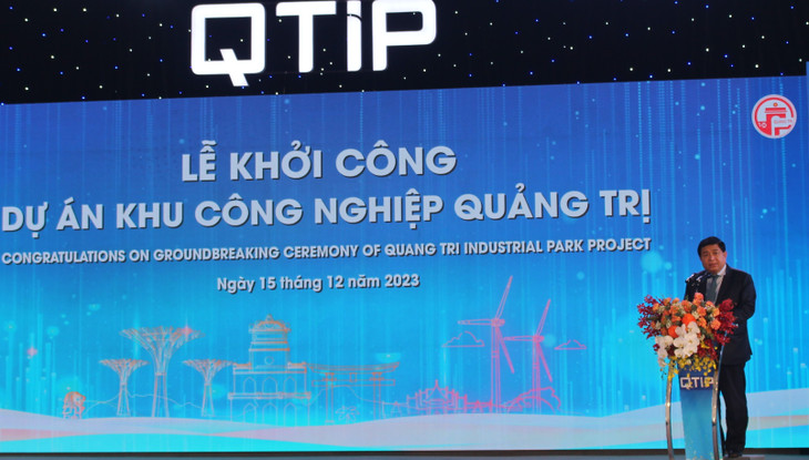 Tại Lễ khởi công Dự án Khu công nghiệp Quảng Trị, Bộ trưởng Bộ Kế hoạch và Đầu tư Nguyễn Chí Dũng đề nghị tỉnh Quảng Trị sớm hoàn thành Quy hoạch Tỉnh thời kỳ 2021 - 2030, tầm nhìn đến 2050 trình Thủ tướng phê duyệt Tại Lễ khởi công Dự án Khu công nghiệp Quảng Trị, Bộ trưởng Bộ Kế hoạch và Đầu tư Nguyễn Chí Dũng đề nghị tỉnh Quảng Trị sớm hoàn thành Quy hoạch Tỉnh thời kỳ 2021 - 2030, tầm nhìn đến 2050 trình Thủ tướng phê duyệt