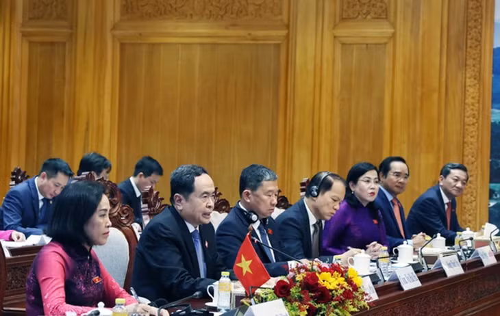 Chủ tịch Quốc hội Trần Thanh Mẫn phát biểu. Ảnh: TTXVN