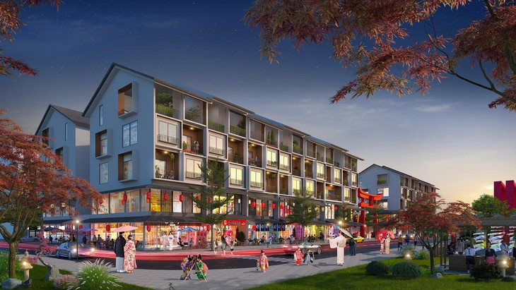 Phân khu Koto là tâm điểm mua sắm sầm uất, hưởng lợi từ dòng khách đổ về Thanh Hóa. Ảnh phối cảnh minh họa