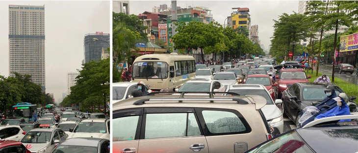 Dòng phương tiện ùn tắc kéo dài khoảng gần 2km