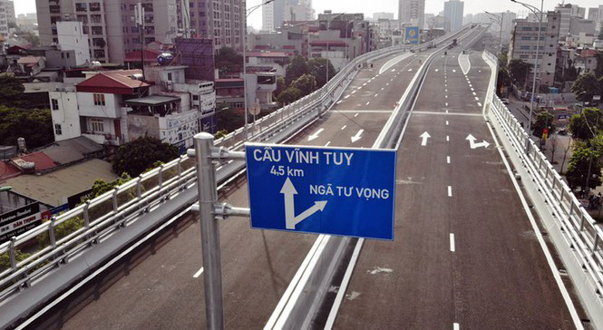 Đường Vành đai 2 trên cao được thông xe vào sáng thứ 2 (9/11) tuần sau