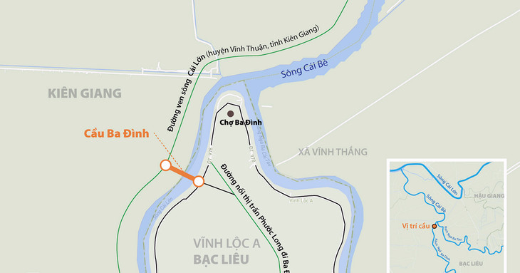 Xây cầu Ba Đình nối Bạc Liêu và Kiên Giang