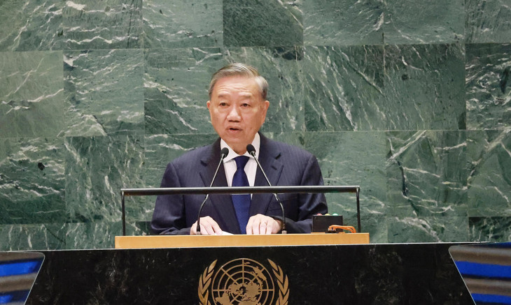 Tổng Bí thư, Chủ tịch nước Tô Lâm phát biểu tại Hội nghị Thượng đỉnh Tương lai, Đại hội đồng Liên hợp quốc Khóa 79. Ảnh: TTXVN