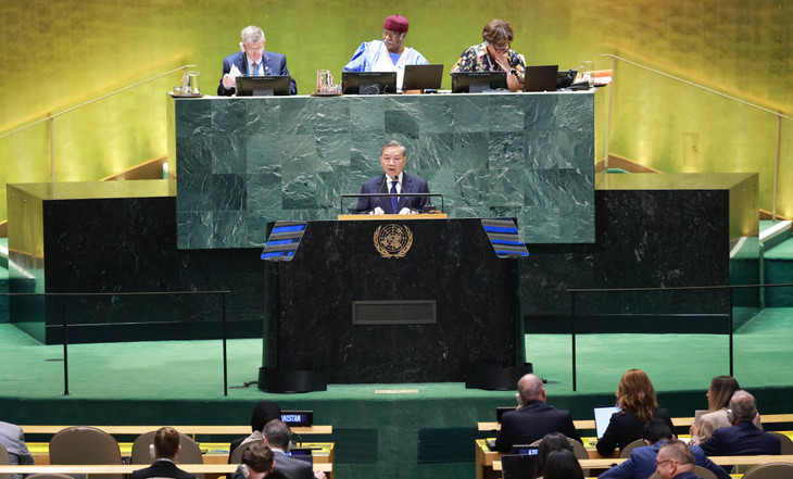 Tổng Bí thư, Chủ tịch nước Tô Lâm phát biểu tại Hội nghị Thượng đỉnh Tương lai, Đại hội đồng Liên hợp quốc Khóa 79. Ảnh: TTXVN