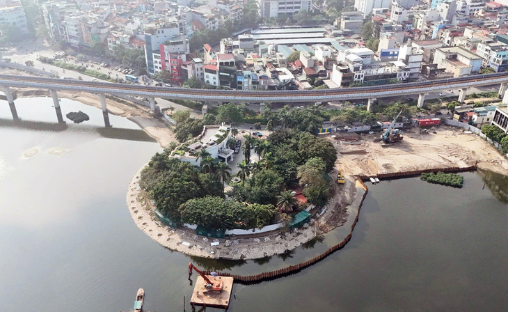 Bán đảo hồ Đống Đa nhìn từ trên cao