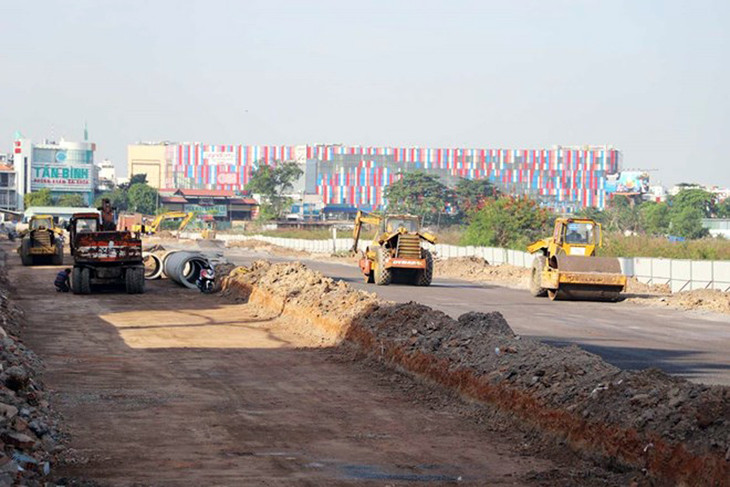 Công trường thi công đường nối Trần Quốc Hoàn - Cộng Hòa
