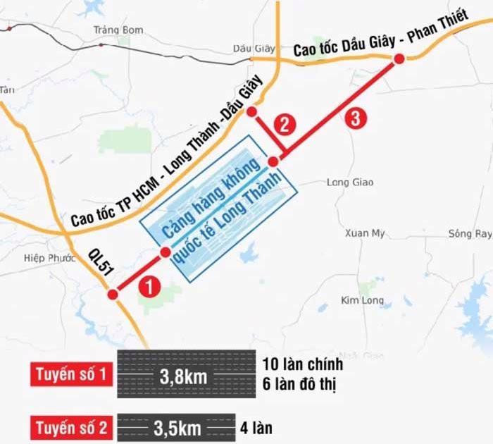 Theo quy hoạch, trong 4 tuyến đường bộ được xây dựng mới, tuyến số 1 và 2 sẽ được ưu tiên xây dựng trước để phục vụ xây dựng và khai thác sân bay Long Thành giai đoạn 1.