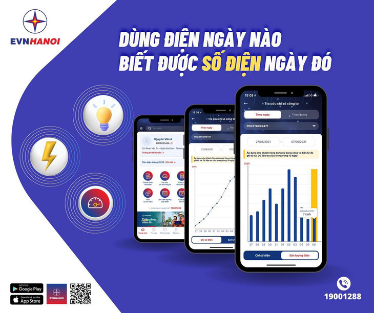 Dùng điện ngày nào biết được số điện ngày đó với App EVNHANOI Dùng điện ngày nào biết được số điện ngày đó với App EVNHANOI