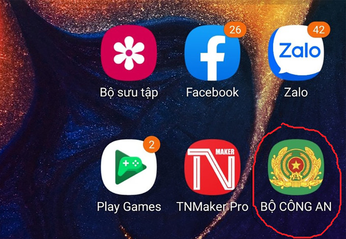 Phần mềm giả biểu tượng của Bộ Công an, có chứa mã độc, được hướng dẫn cài trong điện thoại