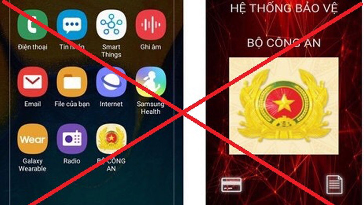 Các đối tượng yêu cầu nạn nhân tải và cài đặt ứng dụng mạo danh phần mềm do Bộ Công an cung cấp có hình ảnh hiển thị là Công an hiệu và mang tên “Bộ Công an”.