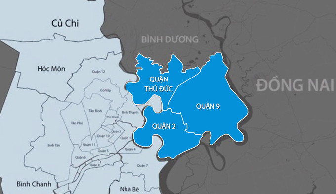 TP.Thủ Đức được lập trên cơ sở sáp nhập 3 Quận 2, 9 và Thủ Đức