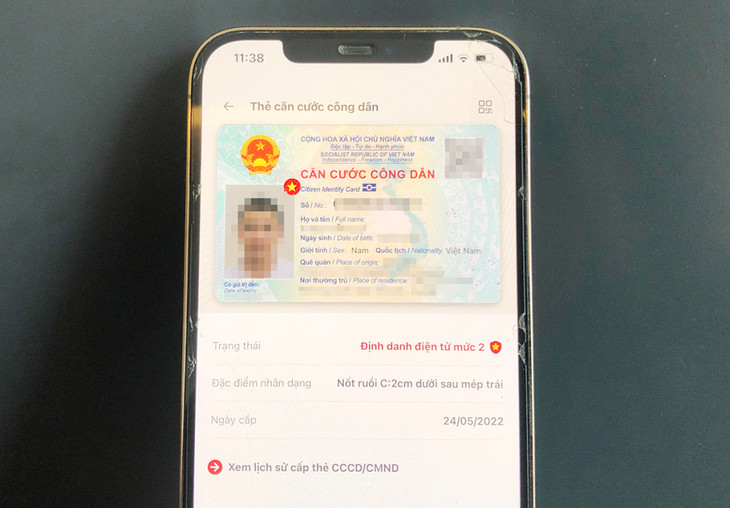 Thông tin thẻ căn cước công dân trên ứng dụng VNeID