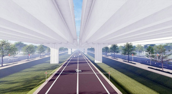 Phối cảnh đường Vành đai 4 vùng Thủ đô sẽ gồm đường trên cao và dưới thấp