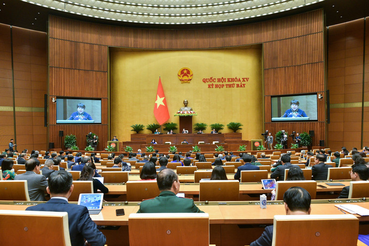 Quốc hội nghe Chủ nhiệm Ủy ban Xã hội Nguyễn Thúy Anh báo cáo giải trình, tiếp thu, chỉnh lý Dự thảo Luật Bảo hiểm xã hội (sửa đổi)