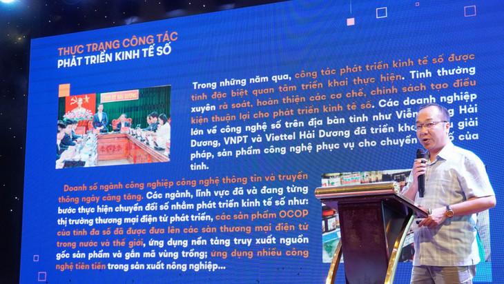 Ông Vũ Công - Trưởng phòng Kế hoạch Tổng hợp, Sở Công thương Hải Dương chia sẻ tại hội thảo.