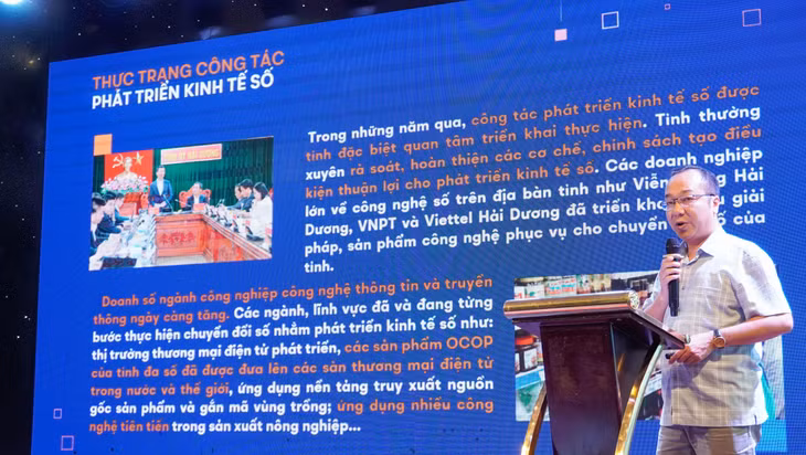 Ông Vũ Công - Trưởng phòng Kế hoạch Tổng hợp, Sở Công thương Hải Dương chia sẻ tại hội thảo.