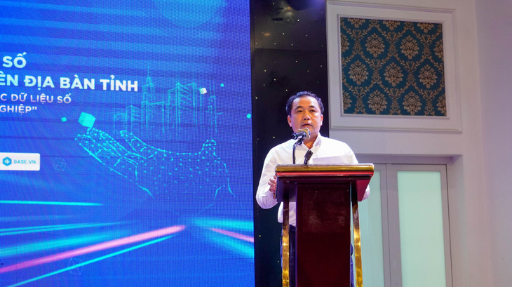 Ông Trần Đức Thắng - Ủy viên Trung ương Đảng, Bí thư Tỉnh ủy, Trưởng Ban Chỉ đạo Chuyển đổi số tỉnh Hải Dương phát biểu tại Hội thảo.