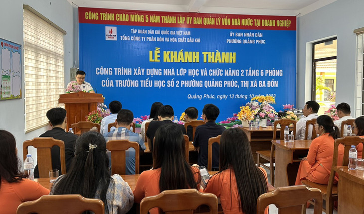 Nhà lớp học và chức năng vừa được khánh thành và bàn giao là một trong các hoạt động an sinh xã hội, chung tay vì cộng đồng mà PVFCCo đã thực hiện suốt những năm vừa qua.