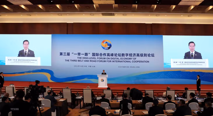 Chủ tịch nước Võ Văn Thưởng phát biểu tại Phiên họp Cấp cao với chủ đề “Kinh tế Số - Động lực mới của tăng trưởng.” Ảnh: TTXVN Chủ tịch nước Võ Văn Thưởng phát biểu tại Phiên họp Cấp cao với chủ đề “Kinh tế Số - Động lực mới của tăng trưởng.” Ảnh: TTXVN