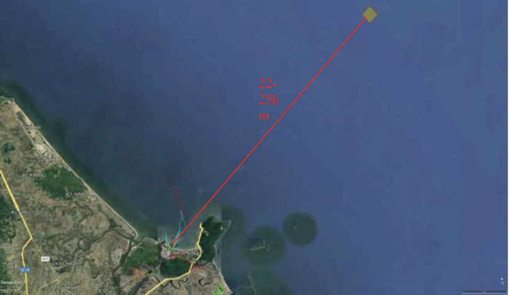 Vị trí khu vực nhận chìm được chủ đầu tư đề xuất tại vùng biển ngoài khơi