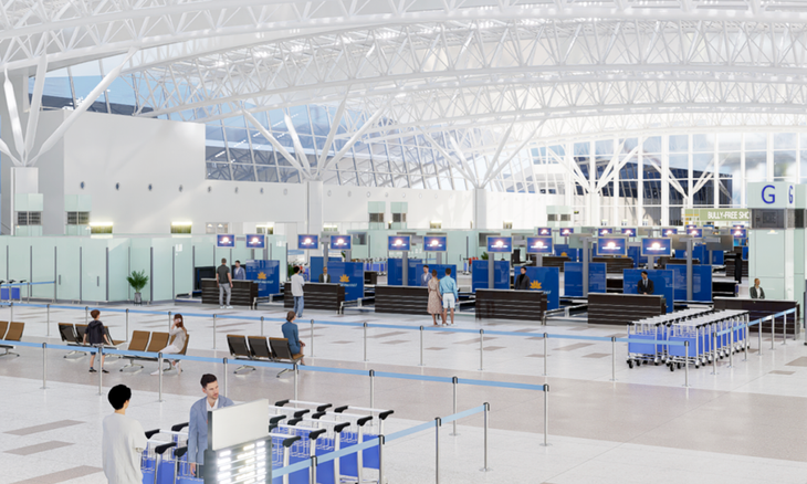 Phối cảnh quầy làm thủ tục hàng không Phối cảnh quầy làm thủ tục hàng không