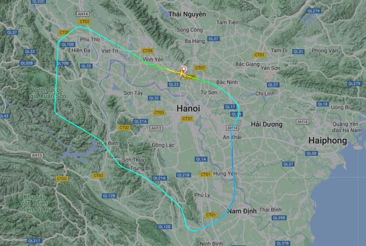 Hành trình chuyến bay VN1207 trên trang Flighradar.