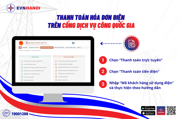 Cách thanh toán hóa đơn điện qua Cổng dịch vụ công Quốc gia