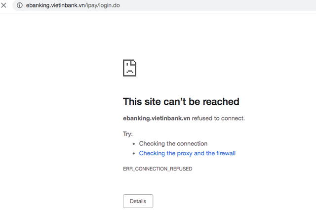Khách hàng phản hồi gặp khó khi vào trang web của VietinBank để giao dịch trong chiều nay, 24/8 Khách hàng phản hồi gặp khó khi vào trang web của VietinBank để giao dịch trong chiều nay, 24/8