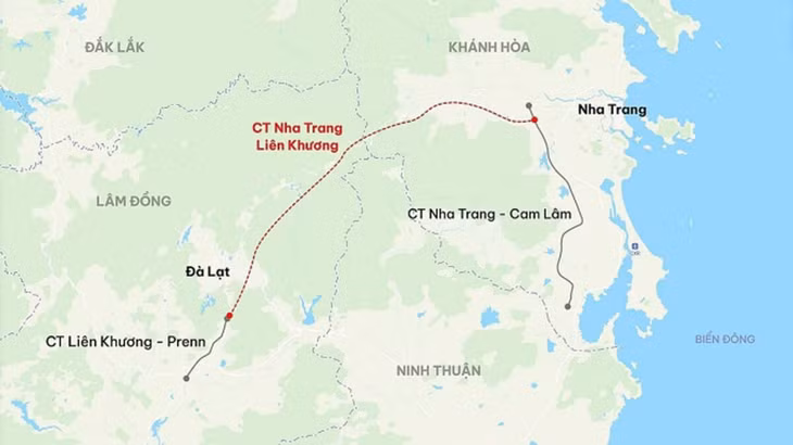 Hướng tuyến cao tốc Nha Trang - Đà Lạt