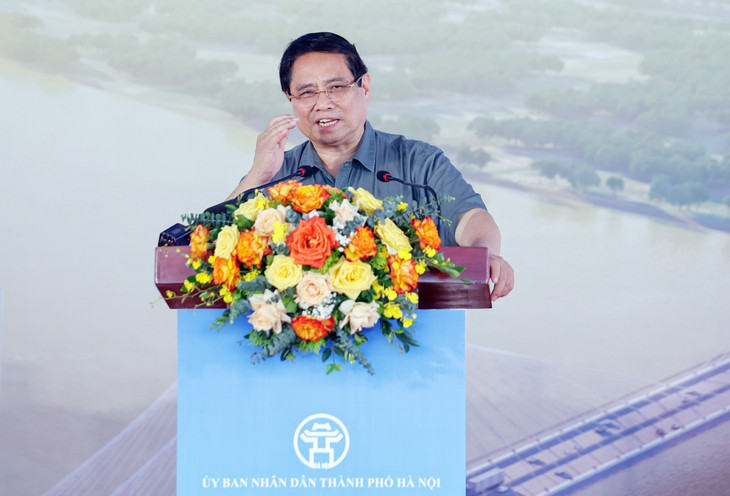 Phát biểu tại Lễ khởi công cầu Tứ Liên (Hà Nội), Thủ tướng Phạm Minh Chính yêu cầu hoàn thành trong 24 tháng