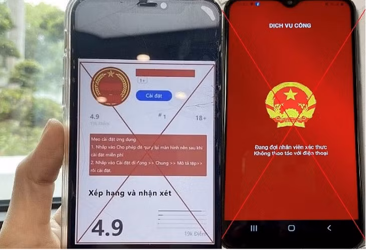 Ứng dụng "Cổng dịch vụ công quốc gia" giả mạo