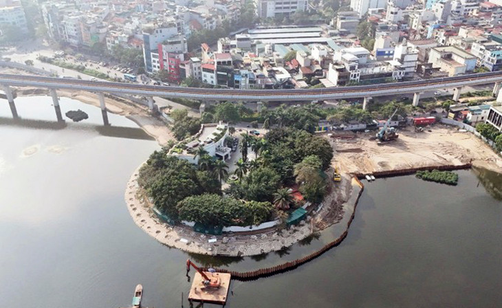 Bán đảo hồ Đống Đa nhìn từ trên cao Bán đảo hồ Đống Đa nhìn từ trên cao