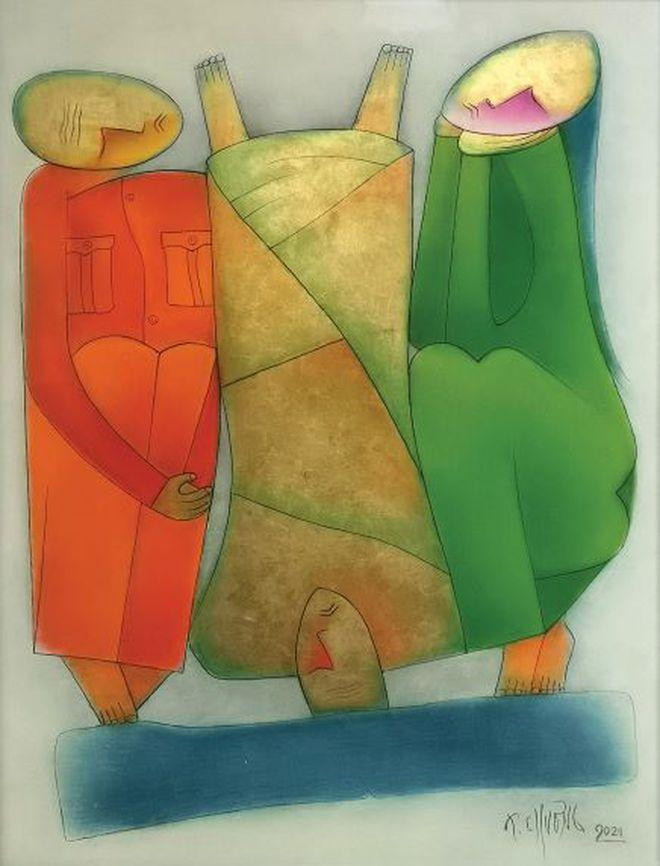 Tướng về hưu (sơn mài) của họa sĩ Thành Chương Tướng về hưu (sơn mài) của họa sĩ Thành Chương