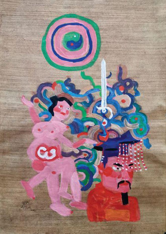 Kiếm sắc (acrylic trên giấy điệp), Đặng Xuân Hòa Kiếm sắc (acrylic trên giấy điệp), Đặng Xuân Hòa