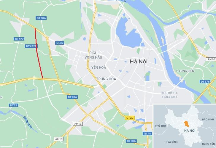 Dự án Vành đai 3,5 đoạn đại lộ Thăng Long - Quốc lộ 32, huyện Hoài Đức, Hà Nội. Ảnh: Google Maps