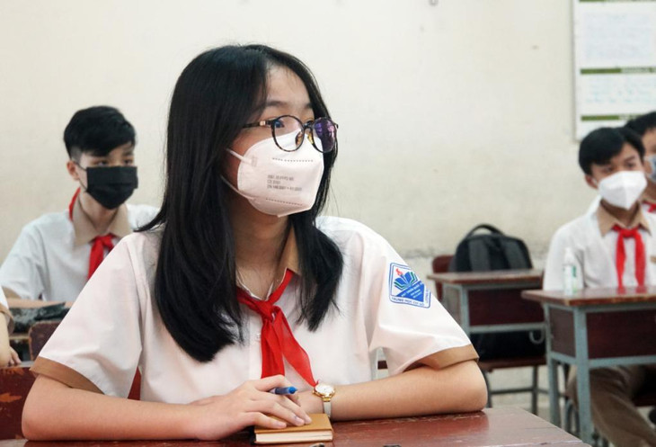 Học sinh lớp 9 trường THCS Lương Định Của (TP Thủ Đức) trong tiết học ngày 13/12