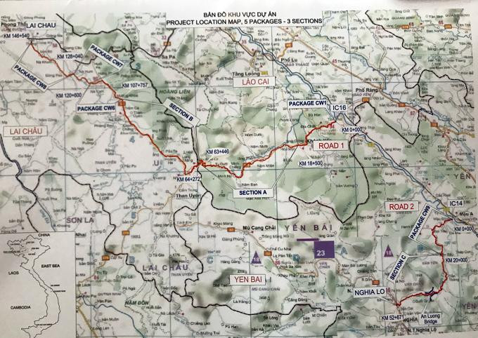 Sơ đồ hai tuyến đường (màu đỏ).