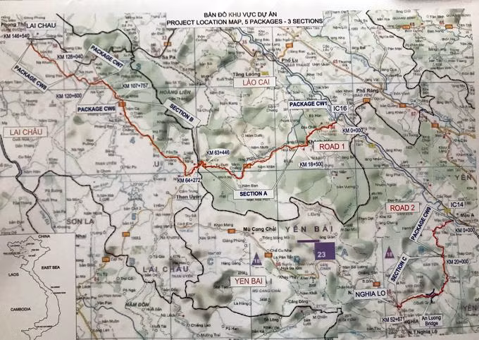 Sơ đồ hai tuyến đường (màu đỏ).