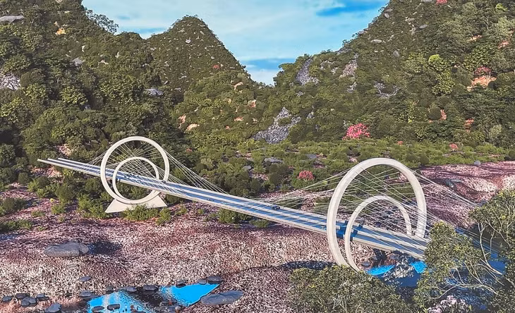 Phối cảnh một cây cầu trên tuyến cao tốc Đồng Đăng - Trà Lĩnh