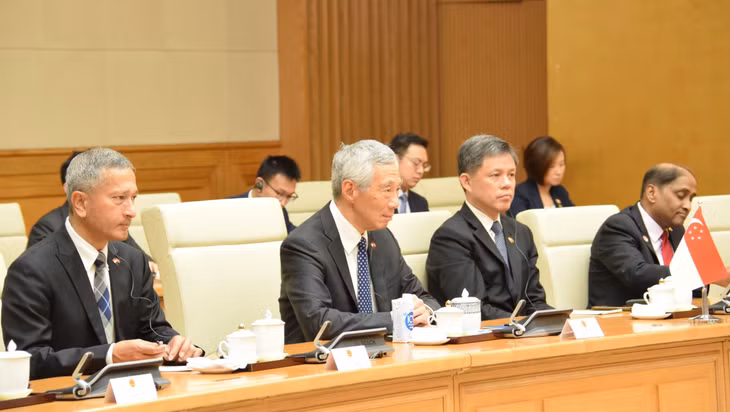 Thủ tướng Lý Hiển Long và đoàn đại biểu cấp cao của Singapore. Ảnh: VOV