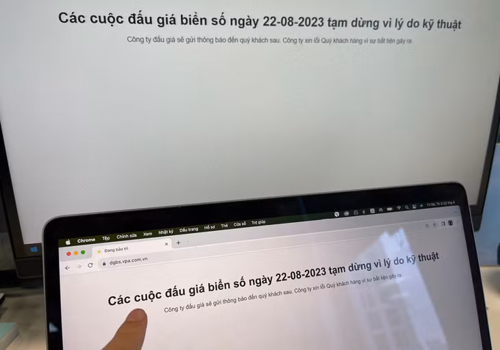 Trang web đấu giá tạm dừng dù theo dự kiến đang diễn ra các cuộc đấu giá
