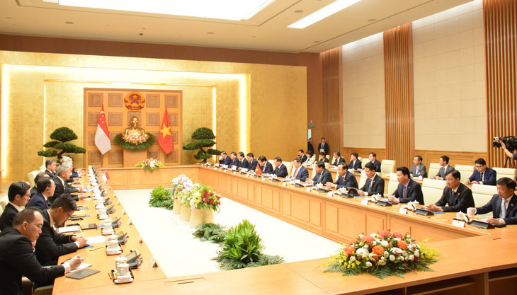 Hai Thủ tướng nhấn mạnh cần triển khai hiệu quả quan hệ Đối tác kinh tế xanh - kinh tế số. Ảnh: VOV Hai Thủ tướng nhấn mạnh cần triển khai hiệu quả quan hệ Đối tác kinh tế xanh - kinh tế số. Ảnh: VOV